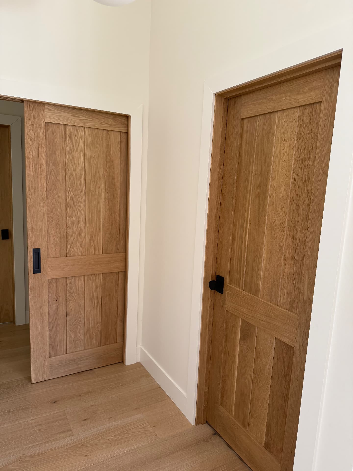 ID-08 — White Oak Two-Panel Plank Doors, Sliding and Swing