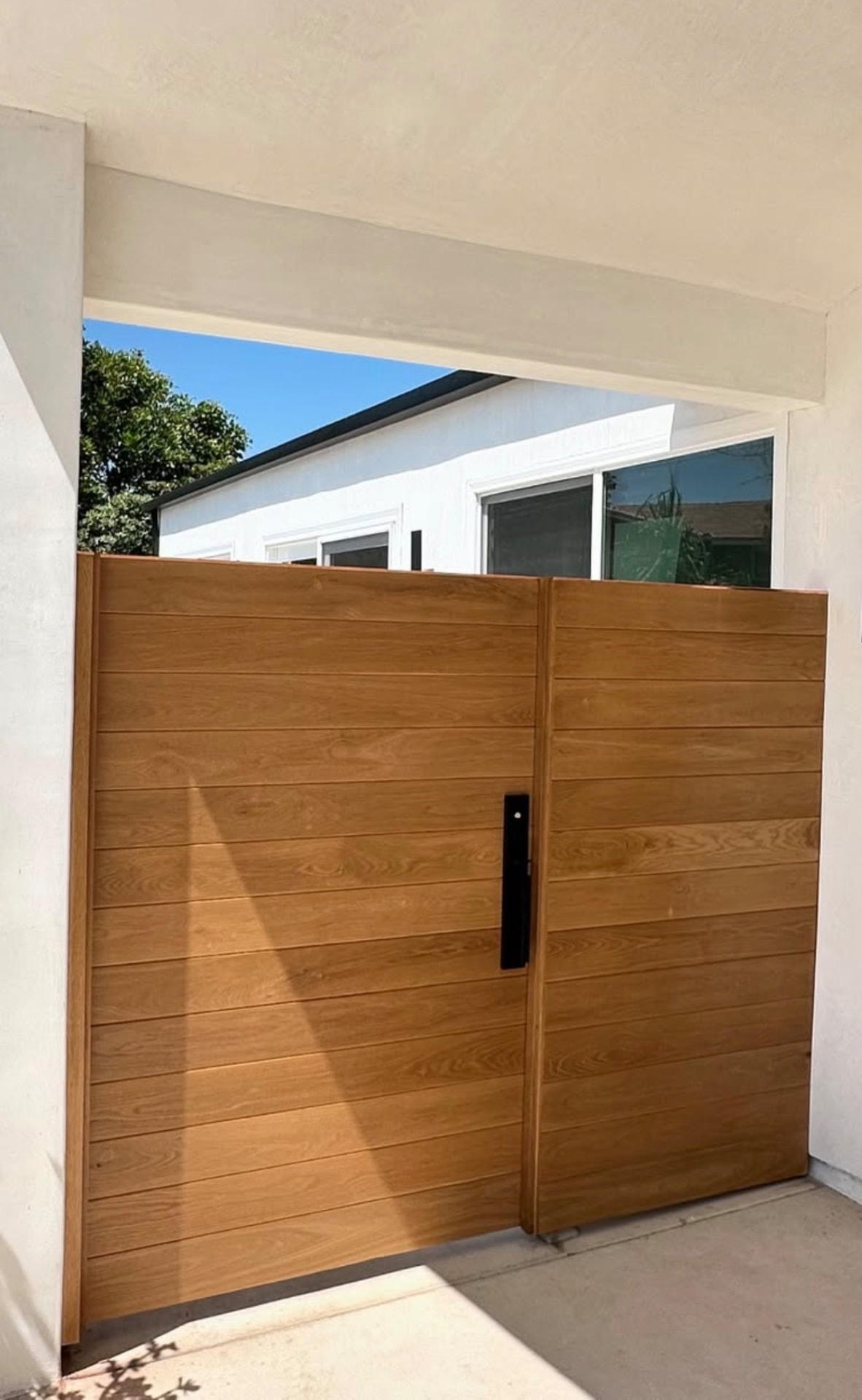 PG-03 — White Oak Pedestrian Gate with Fixed Panel