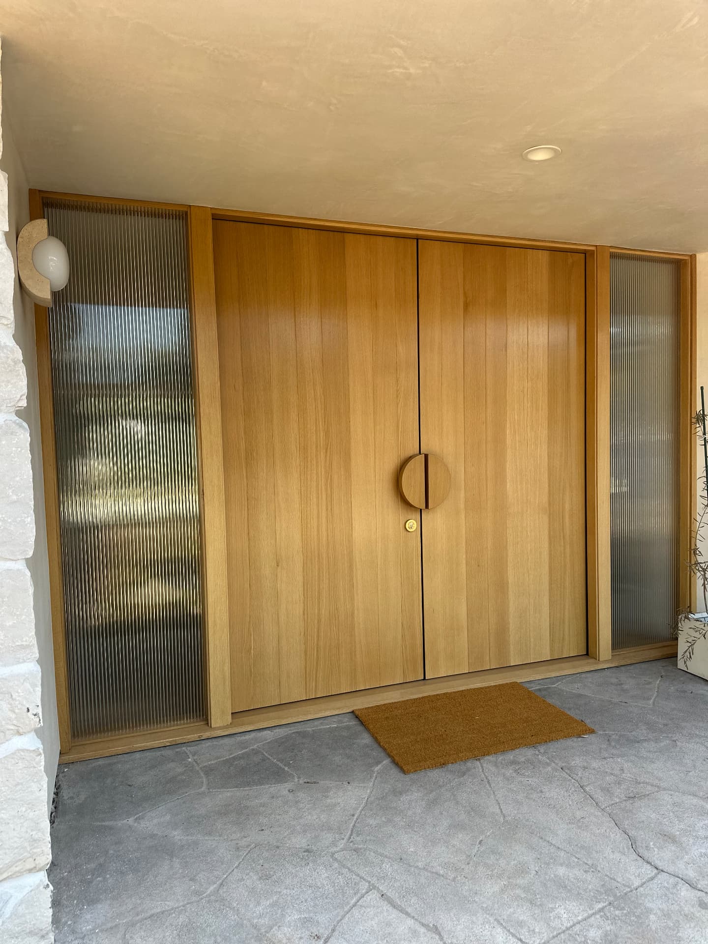 ED-02 — Rift Oak Double Doors with Reeded Glass