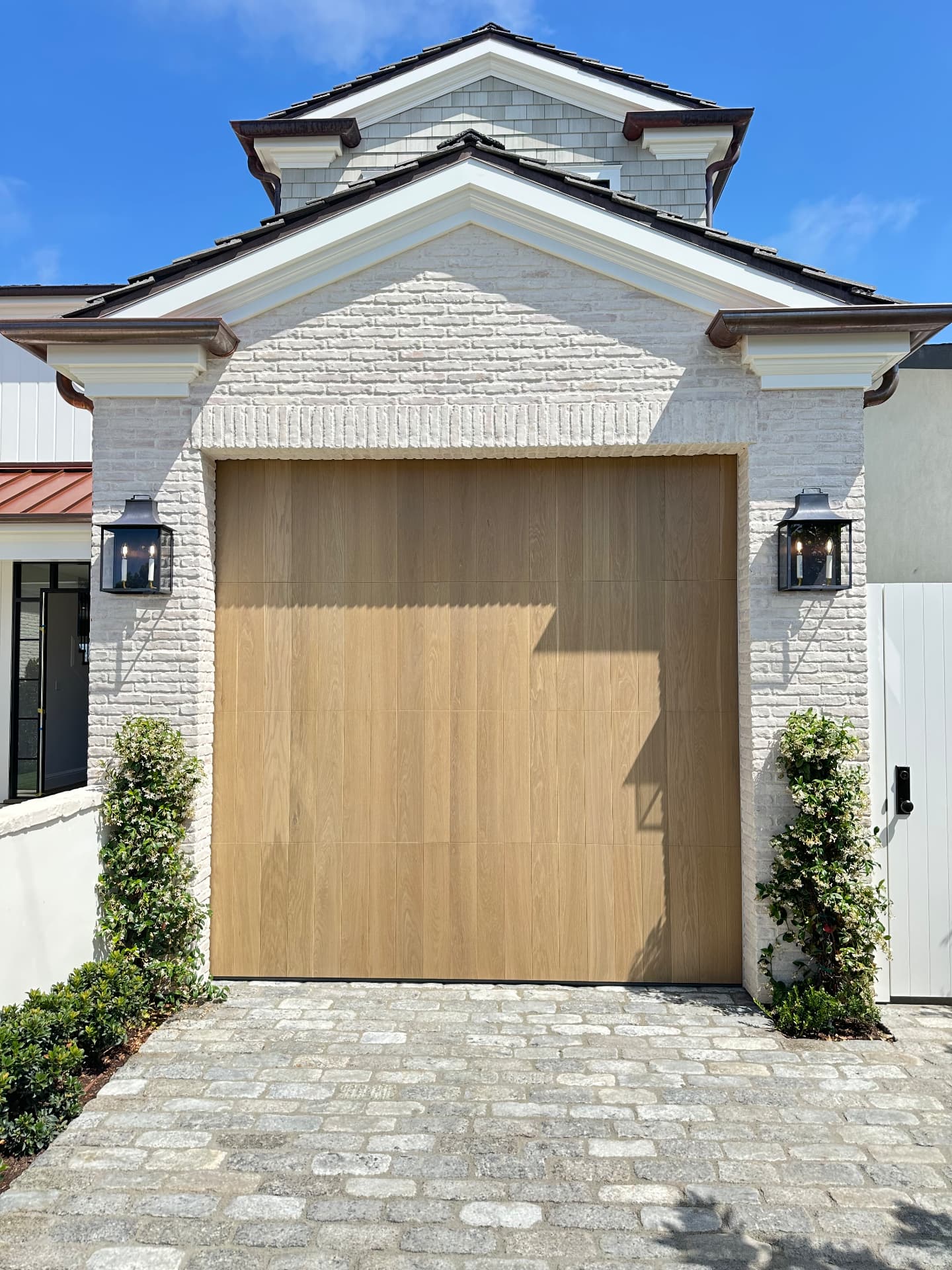 GD-13 — White Oak Vertical Board Modern Garage Door