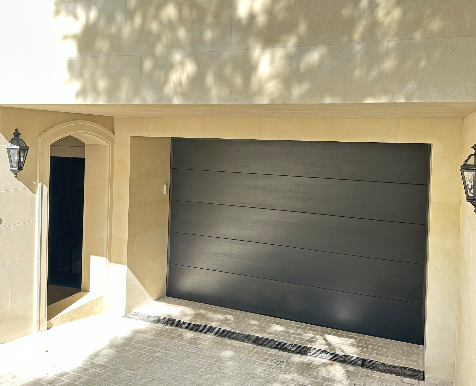 GD-14 — Modern African Mahogany Garage Door